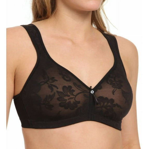 Women's Lunaire 13214 Versailles Seamless Jacquard Soft Cup Bra (Black 40G)