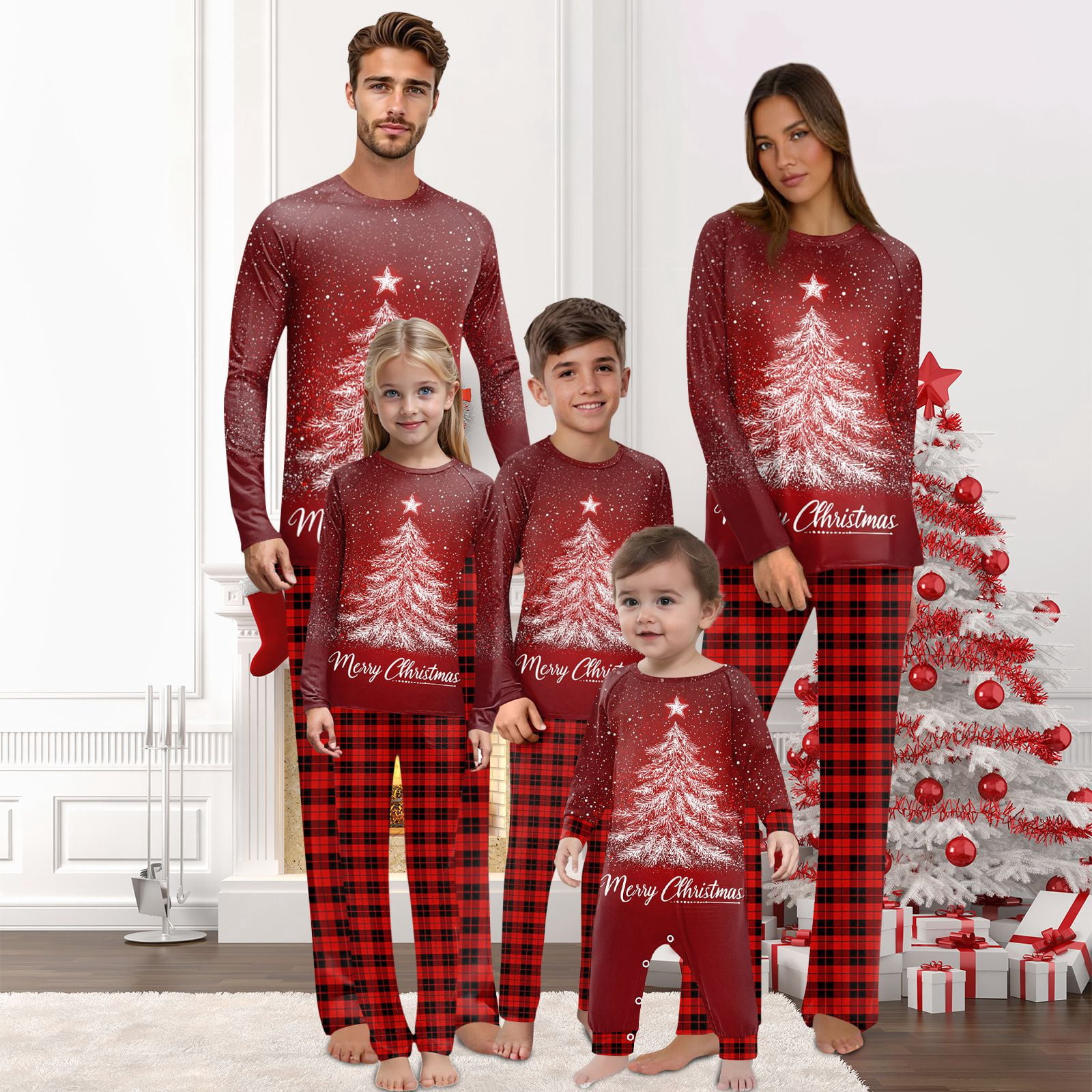 Lunajam Matching Christmas Pajamas for Family 2025 - Warm Holiday ...