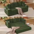thumbnail image 1 of Lunale Convertible Sleeper Sofa Bed, Boneless Futon Cloud Couch, No Assembly Required, Pull Out Floor Couch Bed for Living Room, Green Corduroy, 1 of 8