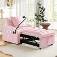 thumbnail image 1 of Lunale 4-in-1 Convertible Sleeper Chair Bed with Charge Ports & Phone Stand, Pink Velvet, 1 of 9