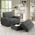 thumbnail image 1 of Lunale 42.8" Accent Chair with Ottoman, Indoor Chaise Lounge Chair with USB & Storage, Plush Reading Sofa Armchair for Living Room, Bedroom, Apt, Gray Corduroy, 1 of 11