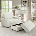 thumbnail image 1 of Lunale 42.8" Accent Chair with Ottoman, Indoor Chaise Lounge Chair with USB & Storage, Plush Reading Sofa Armchair for Living Room, Bedroom, Apt, White Corduroy, 1 of 11