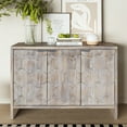 thumbnail image 1 of Lunale 46.25" Farmhouse Style 3 Door Accent Cabinet with Storage, Sideboard Buffet Server Cabinet for Living Room, Natural, 1 of 6