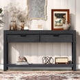 thumbnail image 1 of Lunale 55.1" Console Table with 2 Drawers and 1 Shelf, Rectangular Table with Acacia Veneer for Entryway, Living Room, Gray, 1 of 7