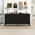 thumbnail image 1 of Lunale 59.13" Carved 4 Door Storage Sideboard Cabinet, Buffet Cabinets with Adjustable Shelf for Living Room, Bedroom, Black, 1 of 7