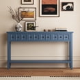 thumbnail image 1 of Lunale 60"L Wood Rustic Storage Console Table, Sofa Table with Two Different Size Drawers for Living Room, Antique Navy, 1 of 7