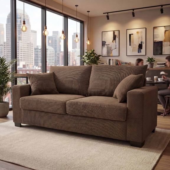 Lunale 69" Loveseat Sofa for Small Space, Modern Comfortable 2-Seater Upholstered Couch, Brown Polyester
