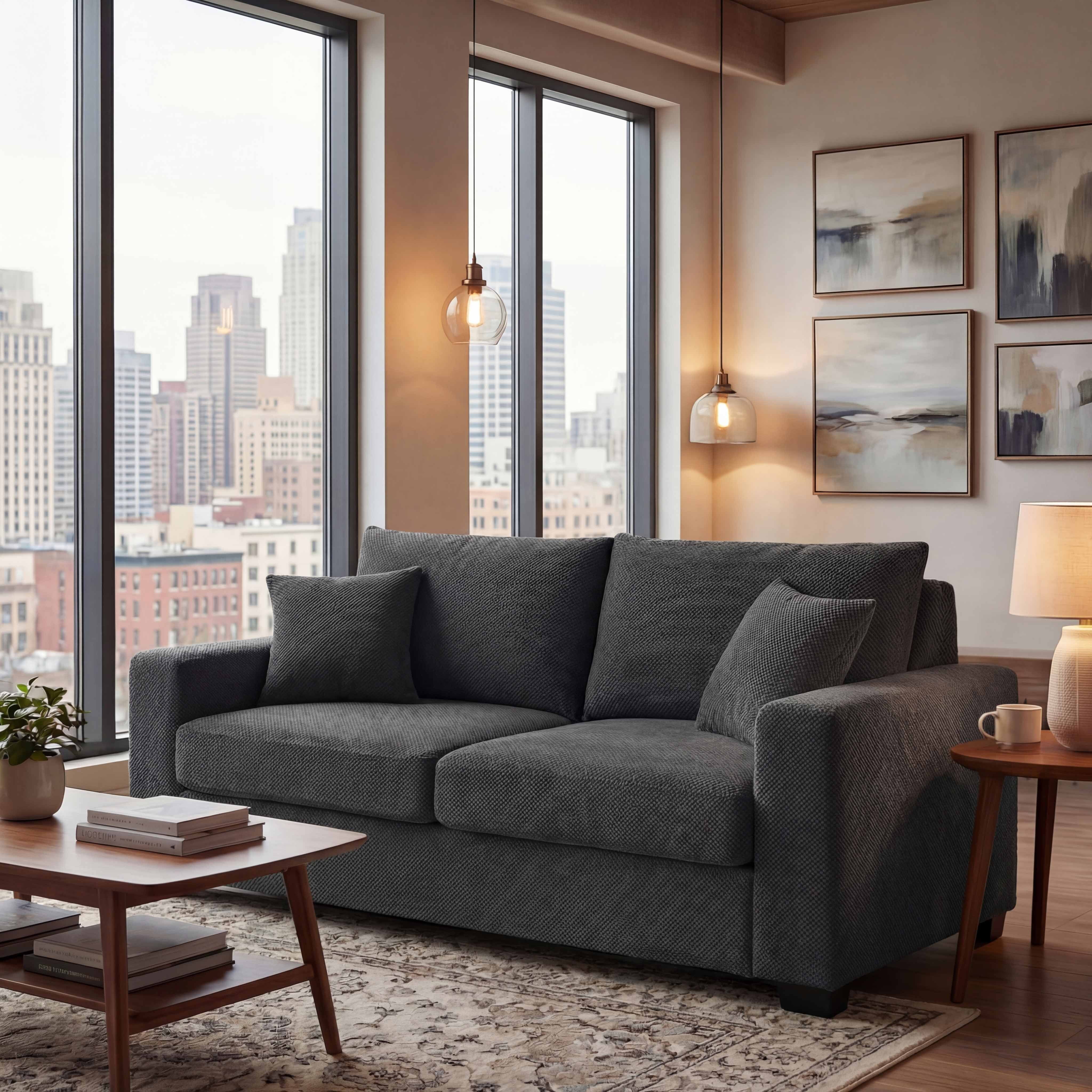 Lunale 69" Loveseat Sofa for Small Space, Modern Comfortable 2-Seater Upholstered Couch, Gray Polyester