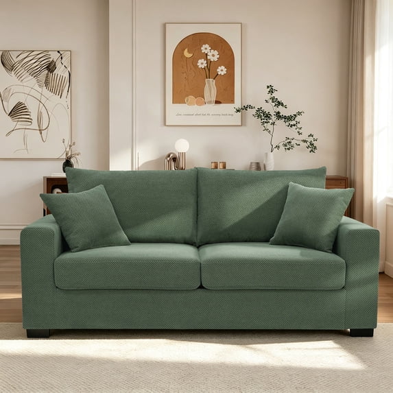 Lunale 69" Loveseat Sofa for Small Space, Modern Comfortable 2-Seater Upholstered Couch, Green Polyester