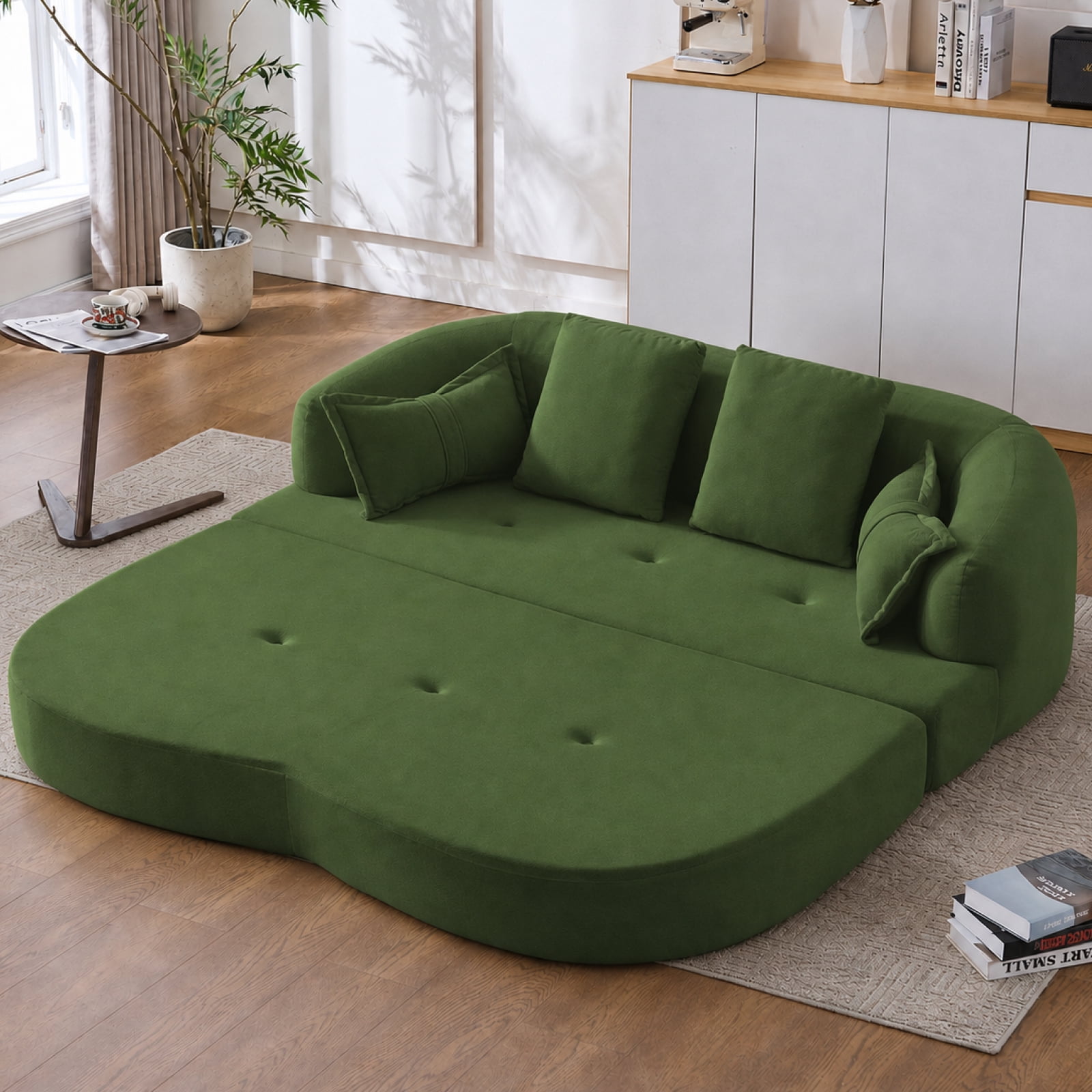 Lunale 70" Convertible Sofa Bed, 2-in-1 Sleeper Sofa, Chenille Boneless Couch for Small Spaces, Green