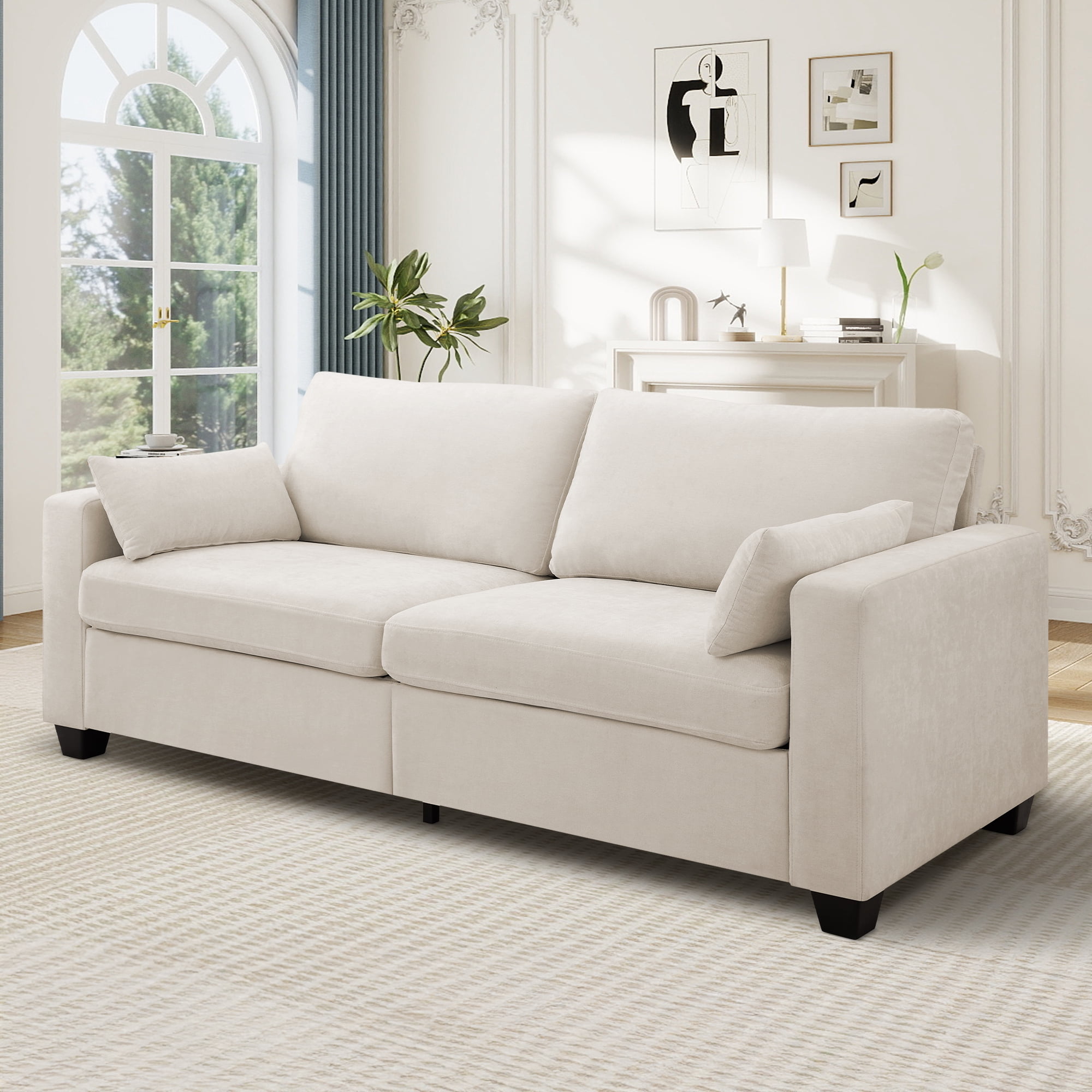 Lunale 79" Chenille Loveseat Sofa, Modern Cloud Couch for Living Room, Apartment, Beige