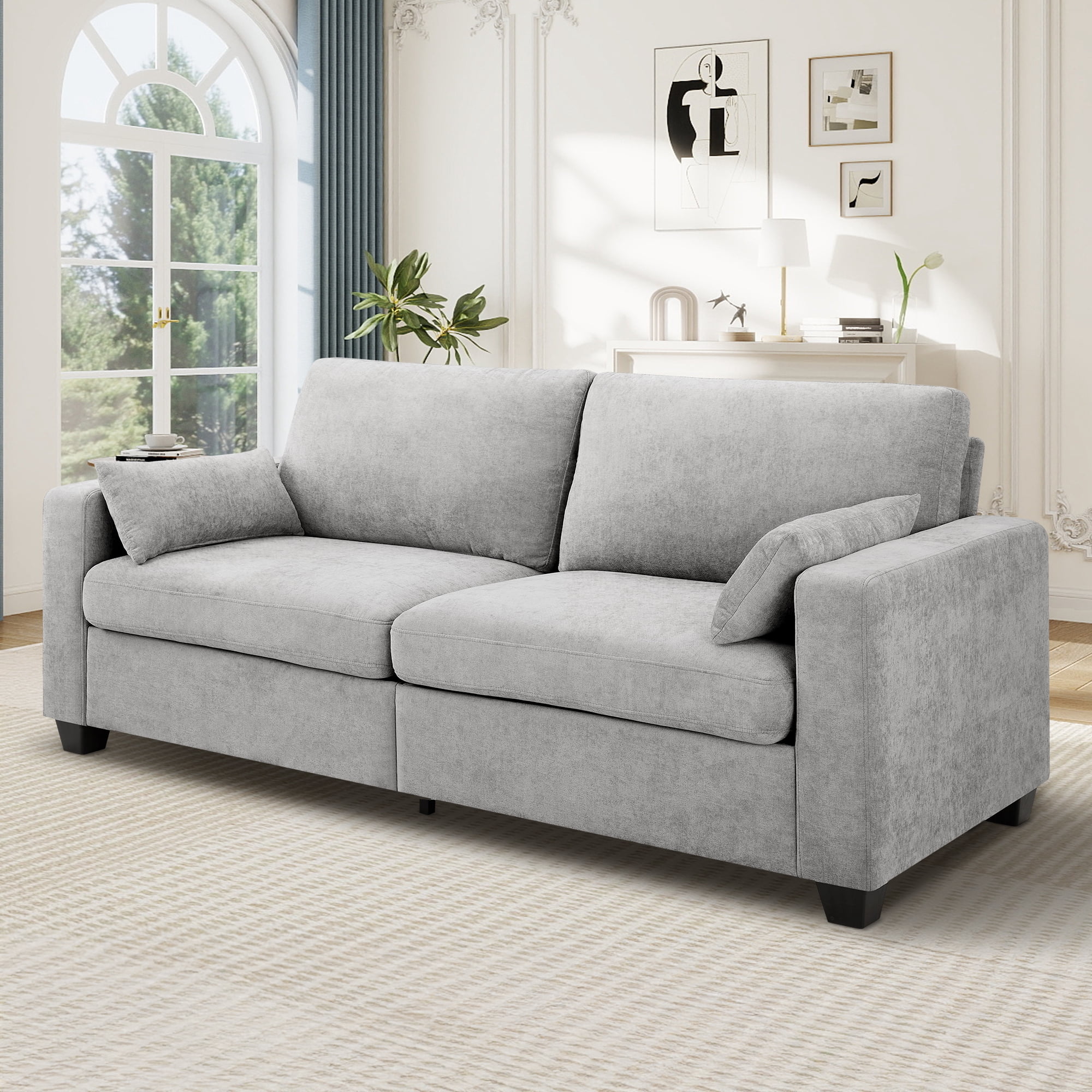 Lunale 79" Chenille Loveseat Sofa, Modern Cloud Couch for Living Room, Apartment, Light Gray