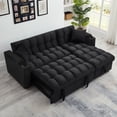 thumbnail image 1 of Lunale 84" Convertible Sectional Sofa with Storage Chaise, L-Shaped Sleeper Sofa for Living Room , Black Velvet, 1 of 5