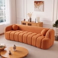 thumbnail image 1 of Lunale 98" Curved Bonelessd Sofa, 3-Seater Floor Cloud Couch, No Assembly Required, Modern Corduroy Bubble Sofa for Living Room, Orange, 1 of 9