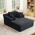 thumbnail image 1 of Lunale Chaise Lounge Indoor, Oversized Upholstered Lounge Chair, Plush Sleeper Sofa Bed, No Assembly Required, Black Corduroy, 1 of 12