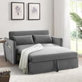 thumbnail image 1 of Dinosisco Convertible Sleeper Loveseat with USB, 55" Velvet Futon Sofa Bed, Gray, 1 of 7