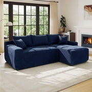 Lunale L-Shaped Modular Sectional Sofa with Right Chaise, No Assembly Required, Boneless Polyester Cloud Couch for Living Room, Blue