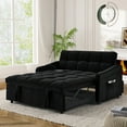 thumbnail image 1 of Lunale Loveseat Sleeper with USB/Type-C, Convertible Sleeper Sofa Bed for Living Room/Apt, Black Velvet, 1 of 9