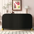 thumbnail image 1 of Lunale Modern Storage Sideboard, Curved Corner Design Wavy Door Panel Cabinet with Adjustable Shelves, Black, 1 of 5