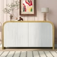 thumbnail image 1 of Lunale Modern Storage Sideboard, Curved Corner Design Wavy Door Panel Cabinet with Adjustable Shelves, White, 1 of 7