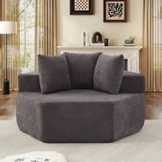 Lunale Oversized Boneless Chaise Lounge Chair Indoor, Round Cloud Couch, Accent Reading Chair for Living Room, Bedroom, Black Chenille