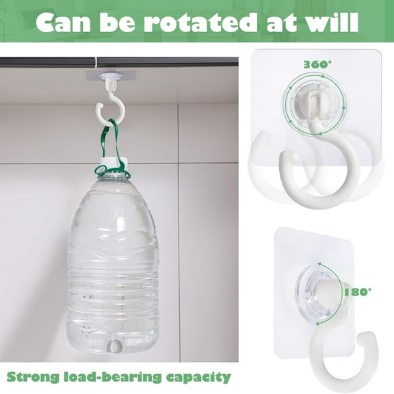 Lunanne 10 Adhesive Ceiling Hooks Sticky Hooks Clear Hooks For Walls No Damage Ceiling Hooks For Hanging Outdoor Clear Adhesive Hooks (White)