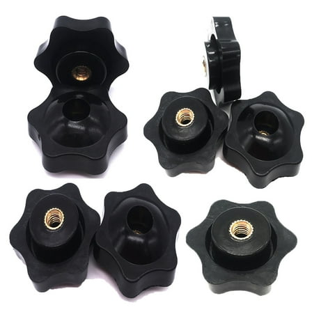 Lunanne 8pcs Head Black Plastic Thread Star Knob Knob Star Clamping Female Faucets