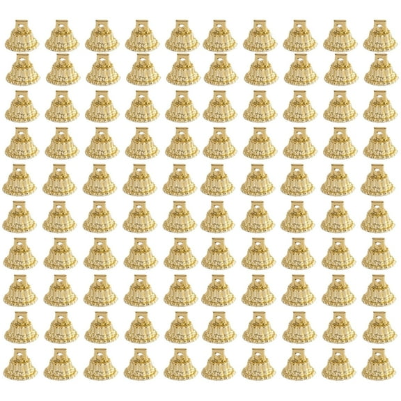 Lunanne IMIKEYA 200Pcs Gold Christmas Ornament Caps Replacement Ornament Hangers Cup Caps Ornament Round Caps For Porcelain Ceramic Glass Christmas Ornament 1.3cm