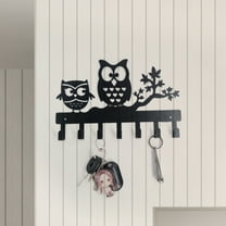 Lunanne Keys Holder For Wall Metal Vintage Owl Keys Hook Home Decor Key Hanger Decorative With 7 Hooks Black