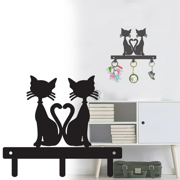Lunanne Metal Key Hook Cat Design Wall Art For Entryway Decor Stylish Key Holder And Organizer