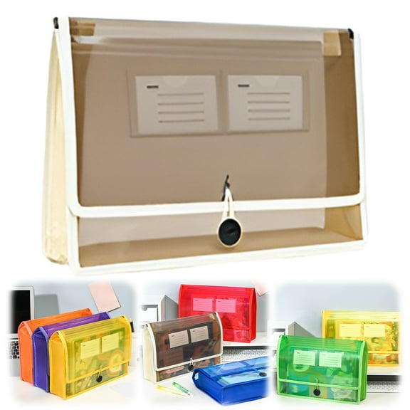 Lunanne Plastic File Wallet Envelope Expanding File Folder Document Organizer With Snap Closure & Label Pocket Clear Colored Accordion File For Home