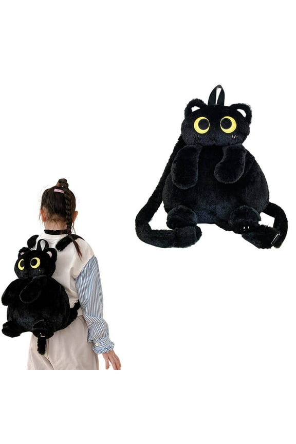 Plush Stuffed Cat Animal Backpack Shoulder Bag Crossbody With Adjustable Straps