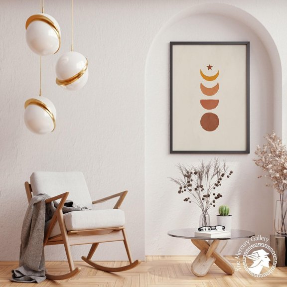 Lunar Cycle Celestial Boho Moon Phases Astronomy Chart