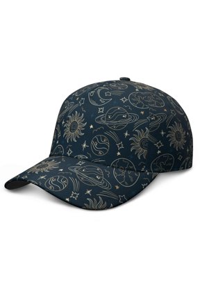 Lunar Eclipse Baseball Cap – Gothic Aesthetic Print Cap with Adjustable Strap, Sun Moon Star Design for Women Men