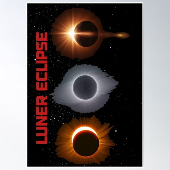Lunar Eclipse Poster Wall Art, Modern Wall Decor, 8x12 UNFRAMED