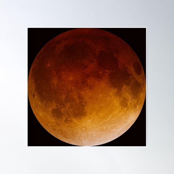 Lunar Eclipse Red Moon Photography Full Moon Poster Wall Art, Modern Wall Decor, 16x16 UNFRAMED