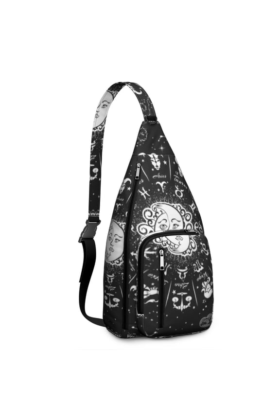 Lunar Eclipse Sling Backpack - Gothic Astronomical Design Shoulder Bag, Durable Water-Resistant Pack for Everyday Goth Style