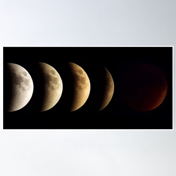 Lunar Eclipse, Super Moon, Blood Moon Phases, 2015 Poster Wall Art, Modern Wall Decor, 8x12 UNFRAMED