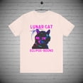 thumbnail image 1 of Lunar Eclipse tshirt, Neon Cyber Punk Cat tshirt, Cat lover Gift, 1 of 2