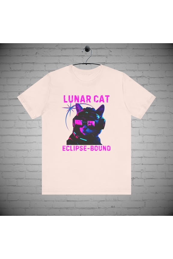 Lunar Eclipse tshirt, Neon Cyber Punk Cat tshirt, Cat lover Gift