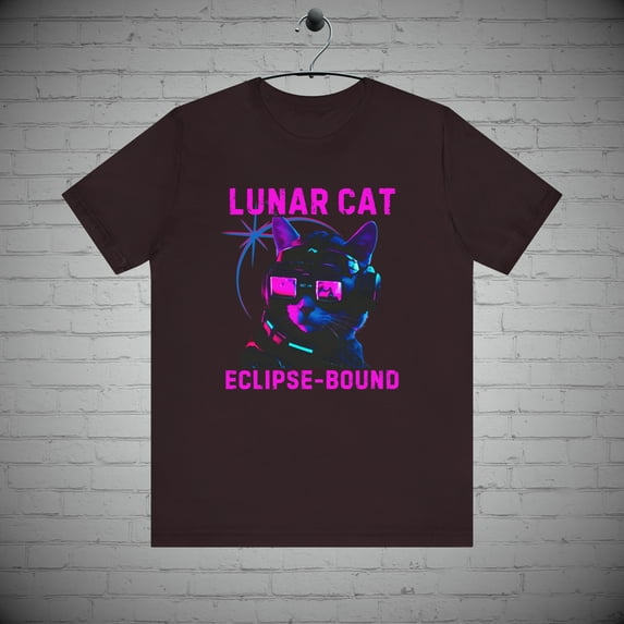 Lunar Eclipse tshirt, Neon Cyber Punk Cat tshirt, Cat lover Gift