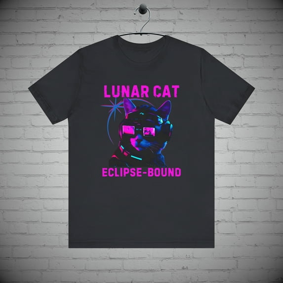 Lunar Eclipse tshirt, Neon Cyber Punk Cat tshirt, Cat lover Gift