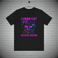 thumbnail image 1 of Lunar Eclipse tshirt, Neon Cyber Punk Cat tshirt, Cat lover Gift, 1 of 2