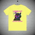 thumbnail image 1 of Lunar Eclipse tshirt, Neon Cyber Punk Cat tshirt, Cat lover Gift, 1 of 2
