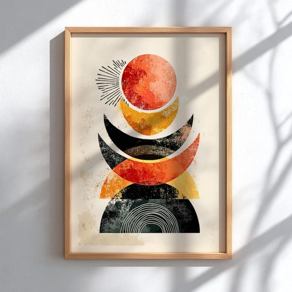 Lunar Flow Moon Phases Wall Art Boho Celestial Line Drawing Poster