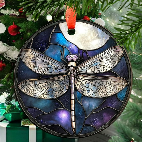 Lunar Glow Dragonfly Ornament Sun Catcher, Wall Hanging Colored Decor Room Outdoor Window Decor, Halloween, Christmas Hanging Mother Day, 2025, Festive Home Accent, Memorable