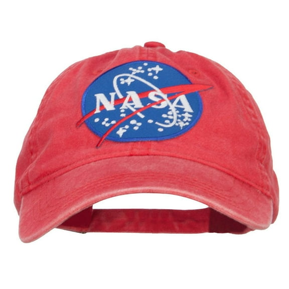 Lunar Landing NASA Patched Washed Cap - Red OSFM