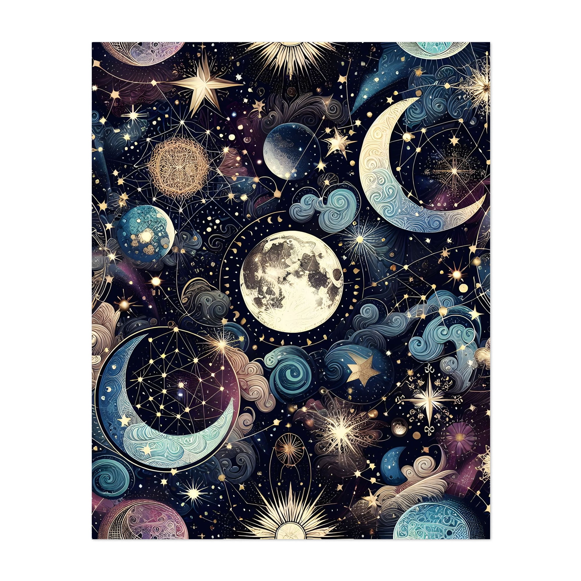 Lunar Magic - Illustration Space Cosmic Stars Moon Night Sky
