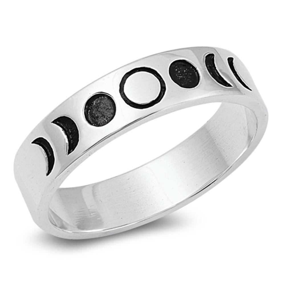 Moon Phases Sterling Silver Band Ring Moon Phases Sterling Silver Band Ring