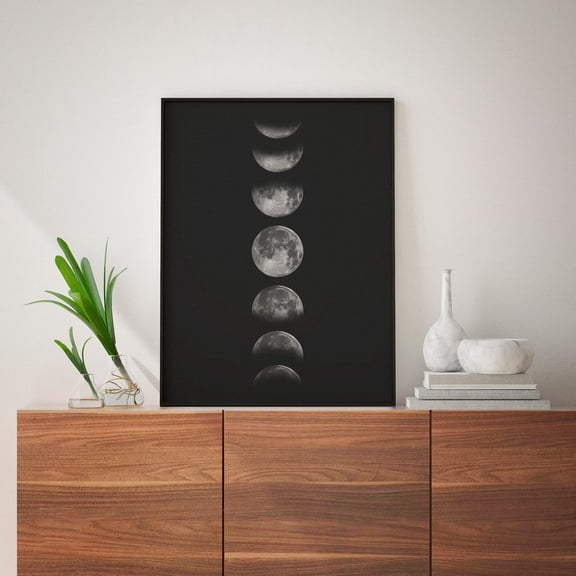 Lunar Moon Print Moon Phases Wall Art, Unframed Paper Poster 8x10in